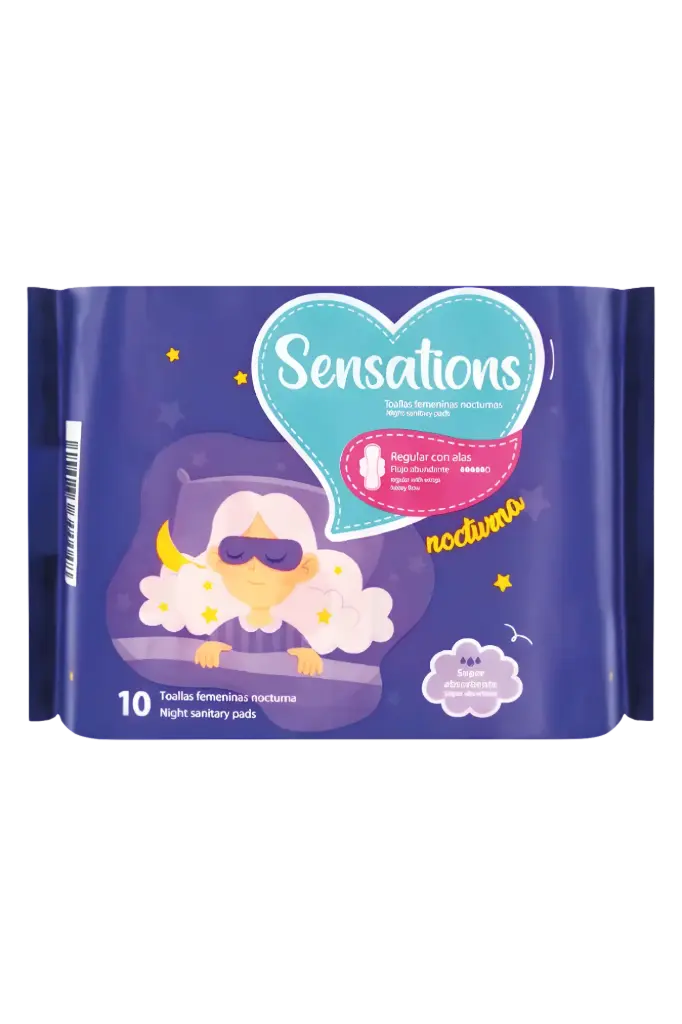 Toalla Femenina Intimas Nocturna "Sensations" (10 Unidades)